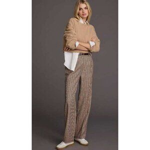 Beatrice B Plaid Flat Front Wide Leg Pants Women's Multicolor Office Business
